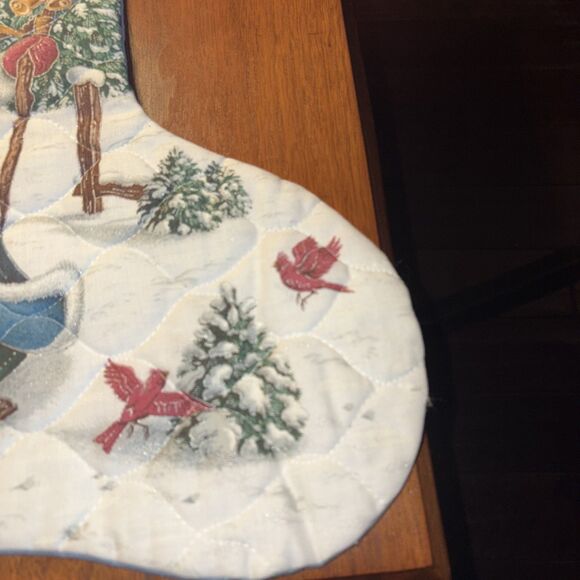 Christmas Stocking Blue With Santa And Toy Sack - Picture 2 of 6